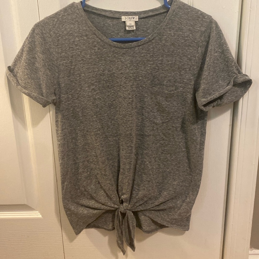 J Crew Factory gray tie-front pocket tee